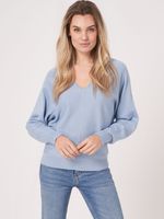 Batwing trui met V-hals van katoenmix