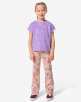 HEMA Kinderleggings flared fit rib bloemen - 2 stuks paars (paars)