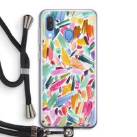 Watercolor Brushstrokes: Samsung Galaxy A40 Transparant Hoesje met koord