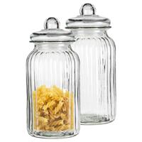 Alessandro Snoeppot/voorraadpot - 2x - met deksel - luchtdicht - glas - 3500 ml - D15 x H32 cm