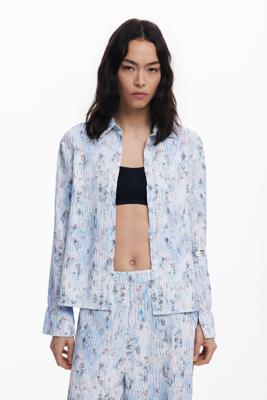 Elastisch geplooid overhemd - BLUE - L