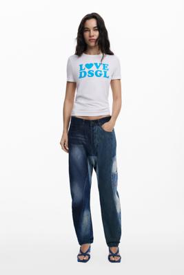 Baggy jeans met patches - BLUE - 38