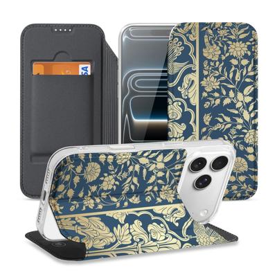 iPhone 17 Pro | Book Case | Beige Flowers