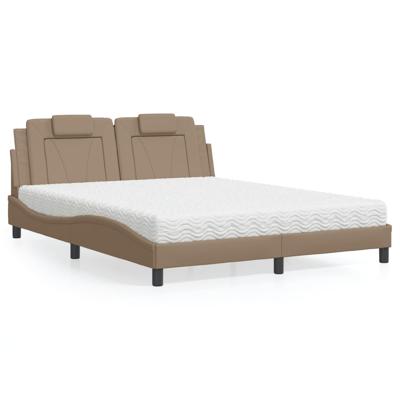 Bed met matras kunstleer cappuccinokleurig 160x200 cm
