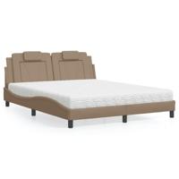 Bed met matras kunstleer cappuccinokleurig 160x200 cm