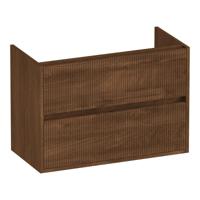 Brauer Adore Wavy - Onderkast Ondiep - 80 cm - met 2 Softclose Lades Greeploos en 1 Sifon Uitsparing - Forest Cacao