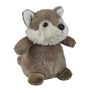 Pluche knuffel dieren Grijze wolf 12 cm   -