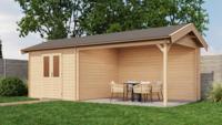 Lugarde Select Blokhut met overkapping Epe 300x300cm + 400cm - Onbehandeld- Zadeldak- - Lugarde Select