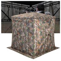 Draagbare Jachthut Instant Jachttent voor 2 tot 3 Personen / 270 Graden Vrij Uitzicht / Geruisloos Schuifraam / Draagtas Camouflage