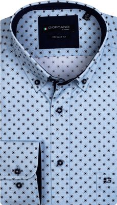 Giordano Heren Overhemd Blauw Zwarte Print Button Down Regular Fit Giordano Heren Overhemd Blauw Zwarte Print Button Down Regular Fit