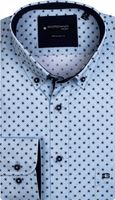Giordano Heren Overhemd Blauw Zwarte Print Button Down Regular Fit - thumbnail