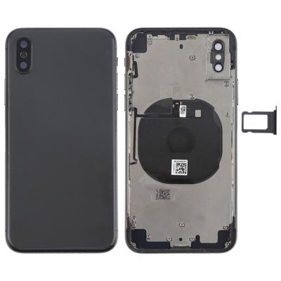Batterij terug dekken vergadering met kant sleutels & Wireless Charging Module & Volume knop Flex kabel & kaarthouder voor iPhone X(Black)