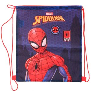 Marvel Spiderman gymtas/rugzak/rugtas voor kinderen - blauw/rood - polyester - 40 x 35 cm - Gymtasje - zwemtasje