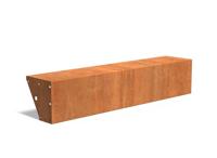 Keerwand cortenstaal recht 200x40x40cm. brede bovenrand