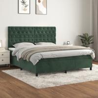 Boxspring met matras fluweel donkergroen 160x200 cm