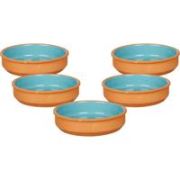 La Dehesa tapas/creme brulee schaaltje - 12x stuks - terracotta/blauw - 16 x 4 cm