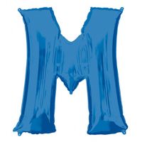 Folieballon Blauwe Letter 'M' - Groot - thumbnail