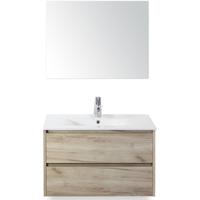 Dante Badmeubelset 80 cm - Craft Oak - Keramische Wastafel Wit Enjoy met Spiegel