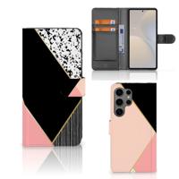 Samsung Galaxy S25 Ultra | Book Case | Zwart Roze Vormen Samsung Galaxy S25 Ultra | Book Case | Zwart Roze Vormen