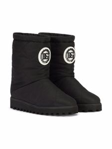 Dolce & Gabbana Kids bottes à doublure en fourrure - Noir