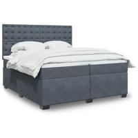 Boxspring met matras fluweel donkergrijs 200x200 cm