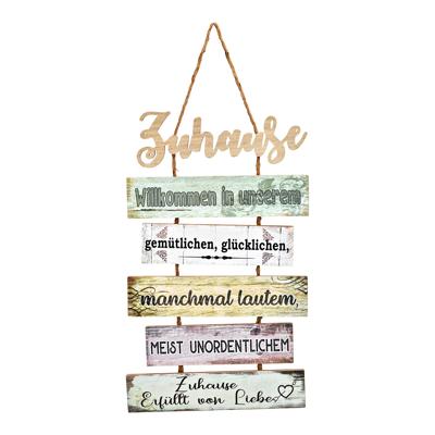 Wanddecoratie met spreuk van hout, kleurrijk (B/H/D) 32x53x1,5 cm