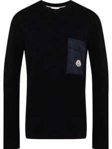 Moncler pull nervuré à patch logo - Bleu