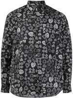 Black Comme Des Garçons t-shirt en coton à imprimé cœur - Noir