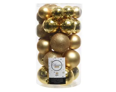 Kerstballen Mix Plastic Goud 30st