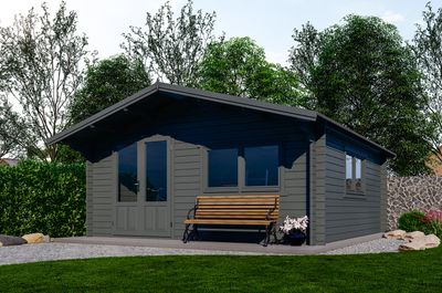 Interflex Blokhut 540x540 cm 50 mm vuren gecoat- Zadeldak- Hout- Interflex
