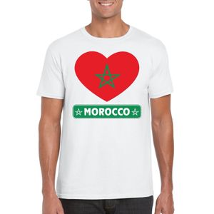 Marokko hart vlag t-shirt wit heren