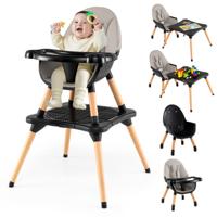 6 in 1 Baby Hoogstoel met Bouwsteentafel & Afneembare Dubbele Lade Kinderhoogstoel Zwart
