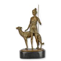 A BRONZE SCULPTURE OF DIANA WITH HOUND A BRONZE SCULPTURE OF DIANA WITH HOUND