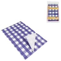 Tafelkleed geruit papier blauw 80 x 80 cm | 30 stuks