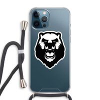 Angry Bear (white): iPhone 12 Pro Max Transparant Hoesje met koord