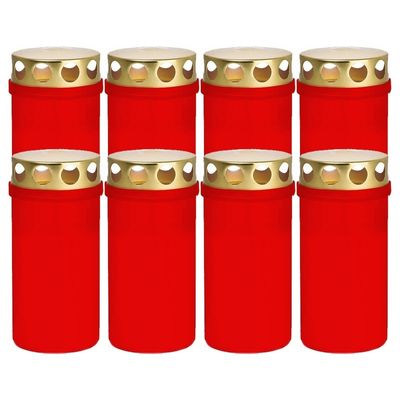 8x Rode grafkaarsen/gedenklichten met deksel 6 x 12,6 cm 2 dagen