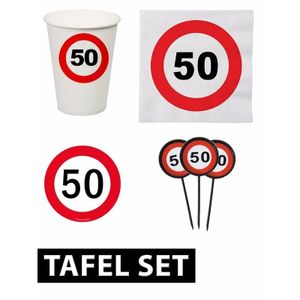 50 jaar tafel versiering pakket verkeersbord