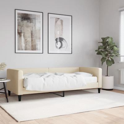 Slaapbank met matras 80x200 cm stof crèmekleurig
