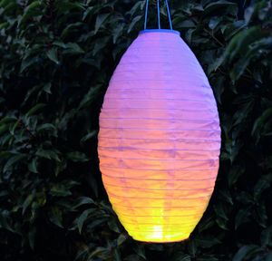 Solar lampion met vlameffect wit 30x50 cm - Annas collection