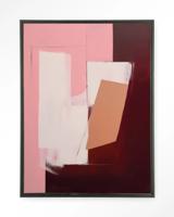 Urban Cotton Wandkleed 'Red Fields' 80 x 110cm in Floating Frame - black