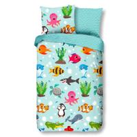 Dekbedovertrek Katoen Seaworld Dieren 140x200 Cm Verkoelend Good Morning - Dekbed-Discounter.nl
