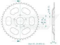 ESJOT achtertandwiel "0850" chain wheel 415 45z steel black