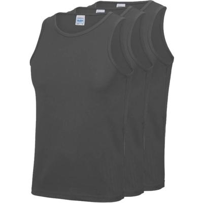 AWDis sport sintlet/tanktop - 3x - heren - Donkergrijs - mouwloos - Polyester