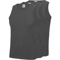 AWDis sport sintlet/tanktop - 3x - heren - Donkergrijs - mouwloos - Polyester