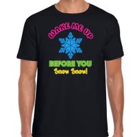 Apres ski t-shirt voor heren - wake me up before you snow snow - zwart - wintersport Apres ski t-shirt voor heren - wake me up before you snow snow - zwart - wintersport