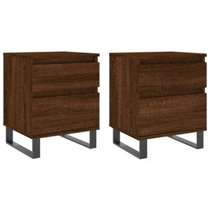 vidaXL Nachtkastjes 2 st 40x35x50 cm bewerkt hout bruin eikenkleur