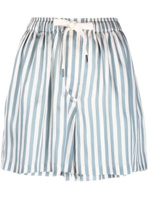 Brunello Cucinelli short rayé lien de resserrage - Bleu
