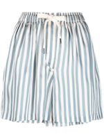 Brunello Cucinelli short rayé lien de resserrage - Bleu