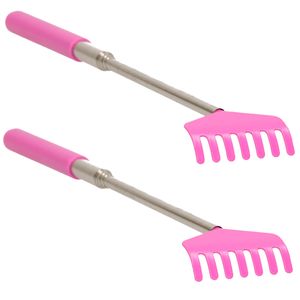 Set van 2x stuks roze uitschuifbare ruggenkrabber tot 67 cm uitgeklapt