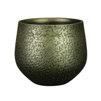 Ter Steege Plantenpot/bloempot - keramiek - metallic donkergroen - touch of gold - D23/H20 cm